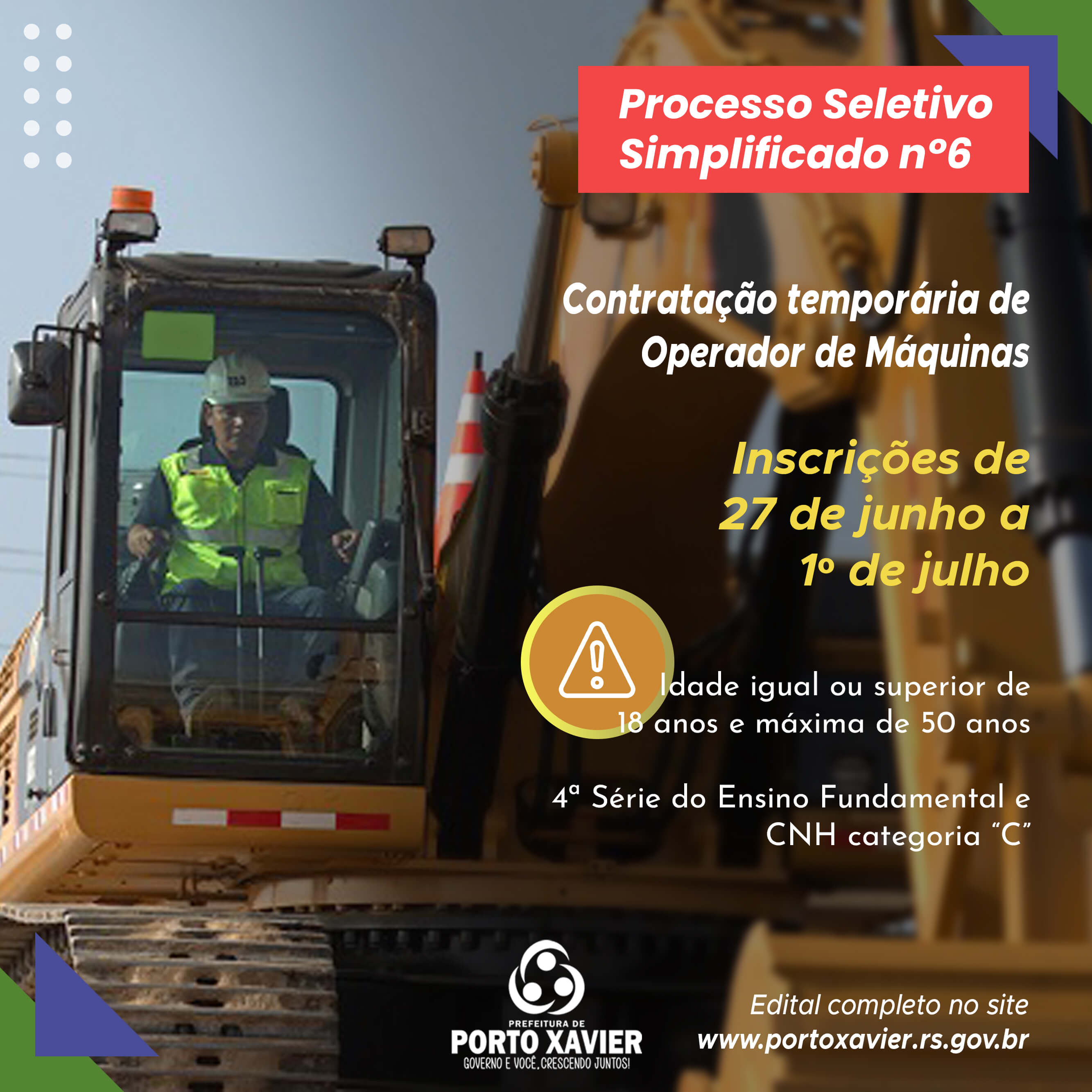 CONTRATAÇÃO DE OPERADOR DE MÁQUINAS